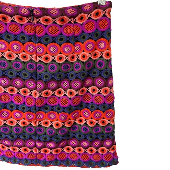 Anthropologie Hutch Embroidered Ellen Mini Skirt Purple Pink Green Size 6‎ - Picture 10 of 13